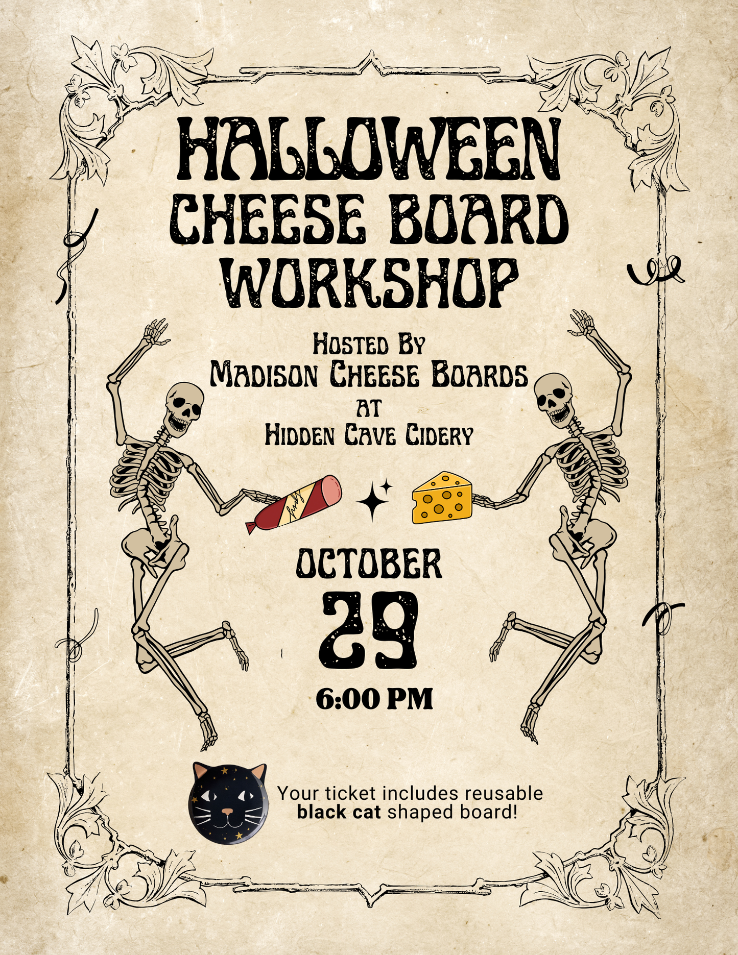 Halloween Cheese Board Workshop: October 29 @ Hidden Cave Cidery 6pm