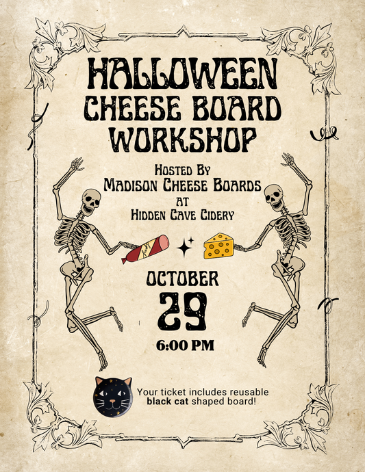 Halloween Cheese Board Workshop: October 29 @ Hidden Cave Cidery 6pm