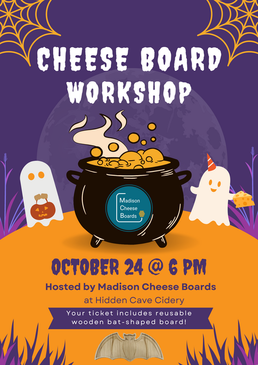 Halloween Cheese Board Workshop: October 24 @ Hidden Cave Cidery 6pm