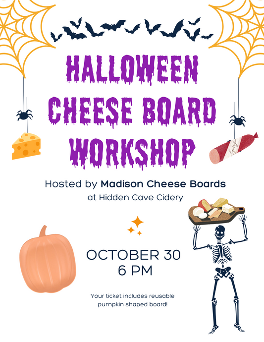 Halloween Cheese Board Workshop: October 30 @ Hidden Cave Cidery 6pm